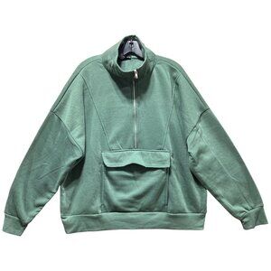 Love Mood - Women's Long Sleeve Sweatshirt - Green - Kangaroo Pockets - Large